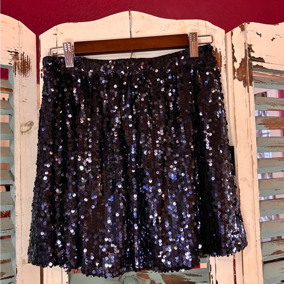 Q Mack Black Sequin Mini Skirt Size M - Picture 2 of 6
